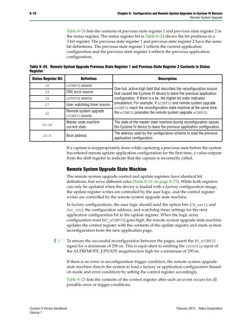 Configuration and Remote System Upgrades in Cyclone IV ... - Altera