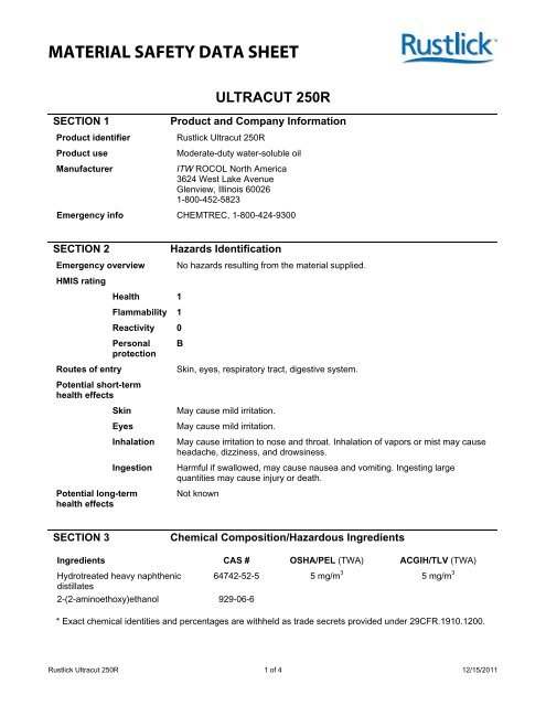 Rustlick Ultracut 250R.pdf - ITW ROCOL North America