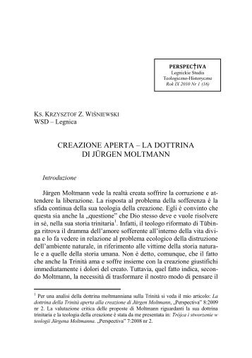 creazione aperta – la dottrina di jürgen moltmann - Perspectiva.pl