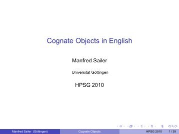 Cognate Objects in English - GWDG