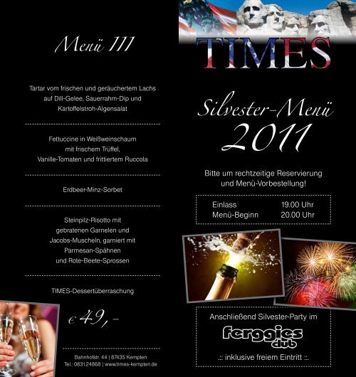 Silvester-Menü 2011 - Times in Kempten