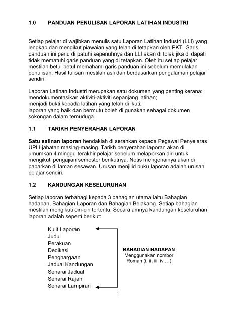 Garis Panduan Penulisan Laporan Akhir Latihan Industri - Politeknik ...