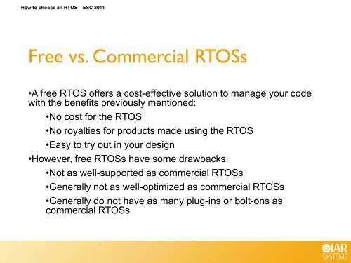 Choosing an RTOS - IAR Systems