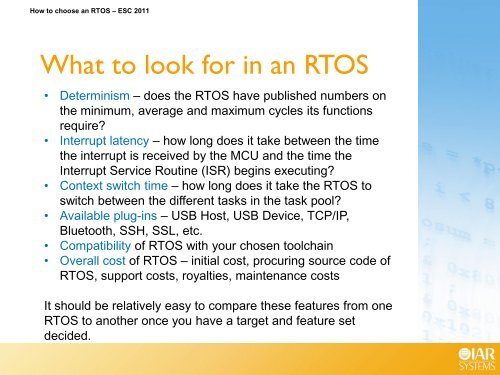 Choosing an RTOS - IAR Systems