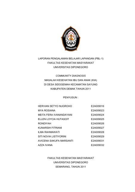 Laporan PBL-1 Kelompok 3 Sidogemah 2011