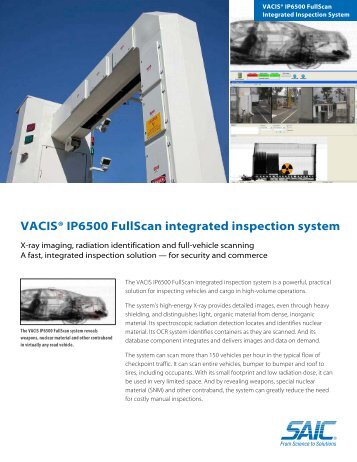 SAIC: VACIS IP6500 FullScan Integrated Inspection System