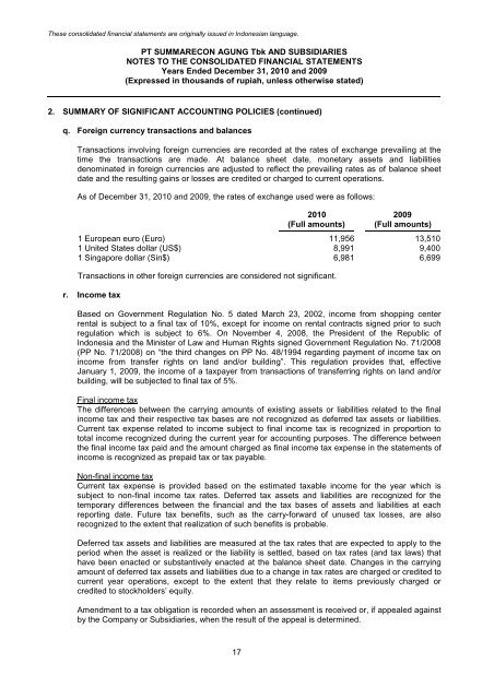 PT Summarecon Agung Tbk | Laporan Tahunan 2010 Annual Report