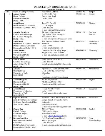 Orientation programme (or-71) - University of Delhi