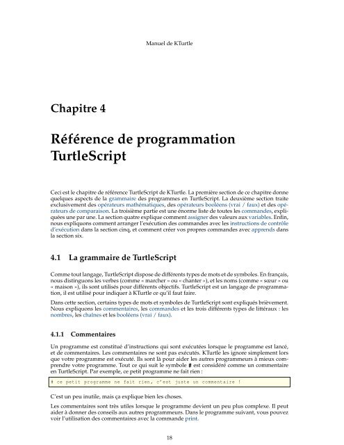 Manuel de KTurtle - KDE Documentation