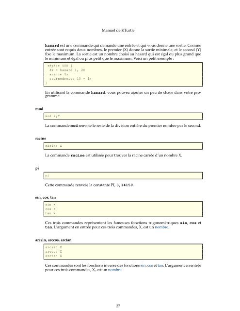 Manuel de KTurtle - KDE Documentation