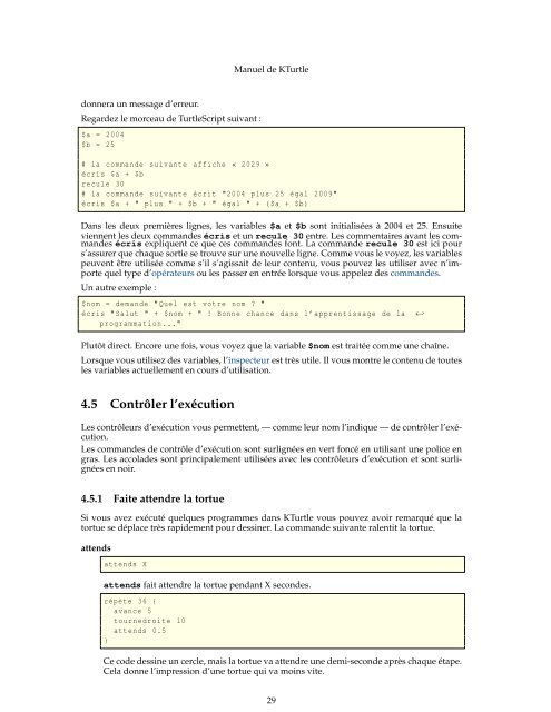 Manuel de KTurtle - KDE Documentation