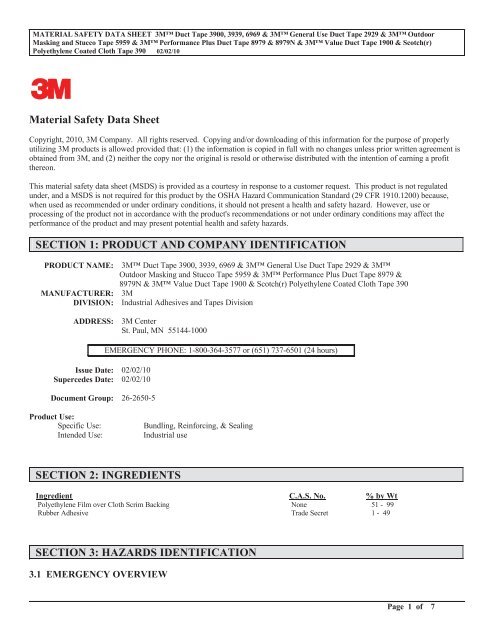 Print MSDS - Miller Electric Company Publications