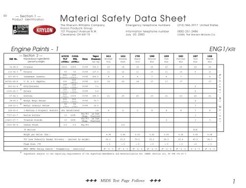 Print MSDS - Miller Electric Company Publications