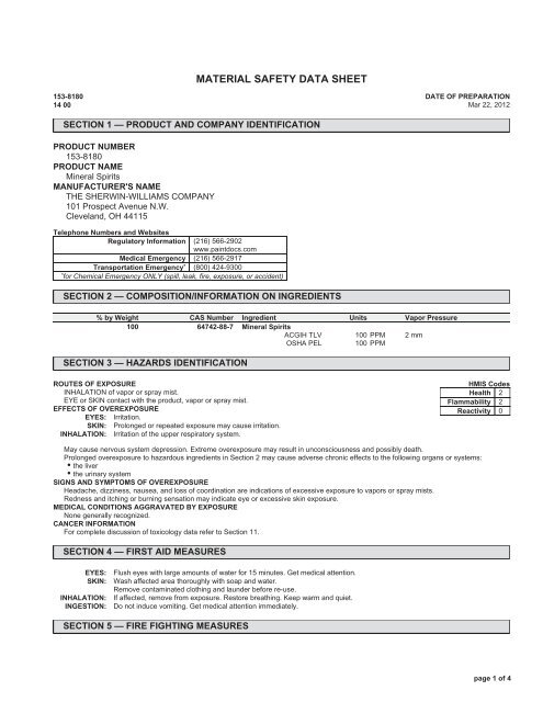 Print MSDS - Miller Electric Company Publications