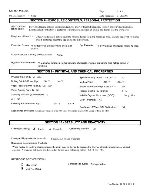 Print MSDS - Miller Electric Company Publications