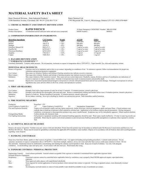 Print MSDS - Miller Electric Company Publications