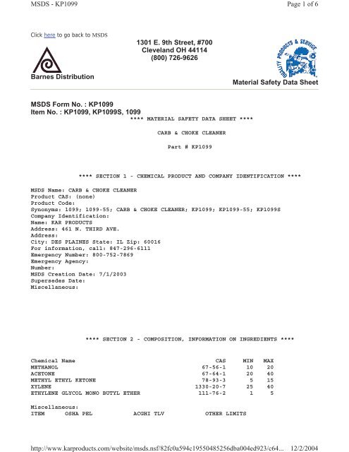 Print MSDS - Miller Electric Company Publications