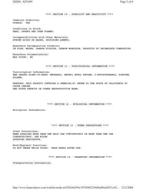 Print MSDS - Miller Electric Company Publications