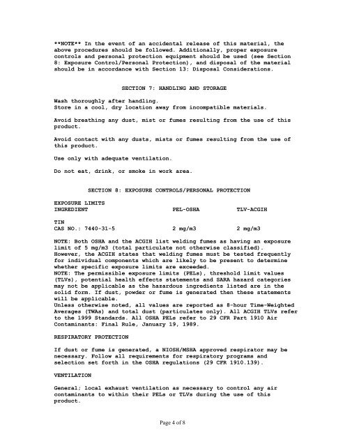 Print MSDS - Miller Electric Company Publications