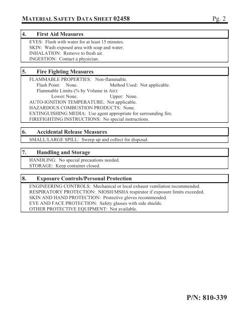 Print MSDS - Miller Electric Company Publications