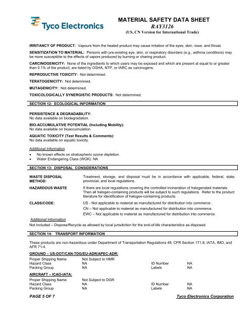 Print MSDS - Miller Electric Company Publications