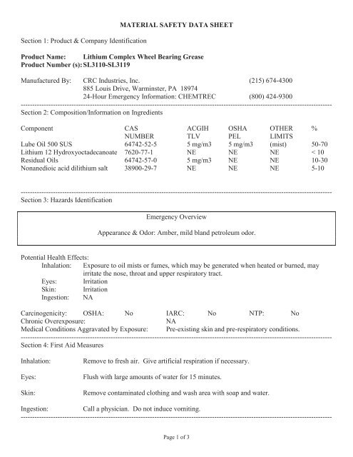 Print MSDS - Miller Electric Company Publications