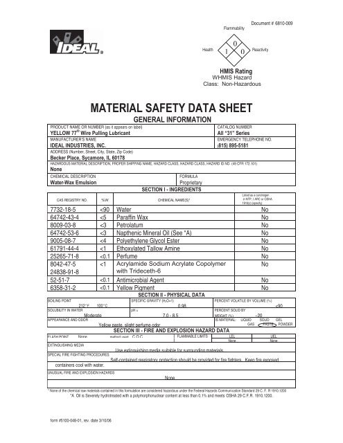 Print MSDS - Miller Electric Company Publications