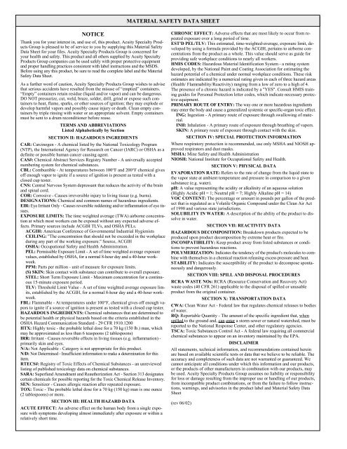 Print MSDS - Miller Electric Company Publications