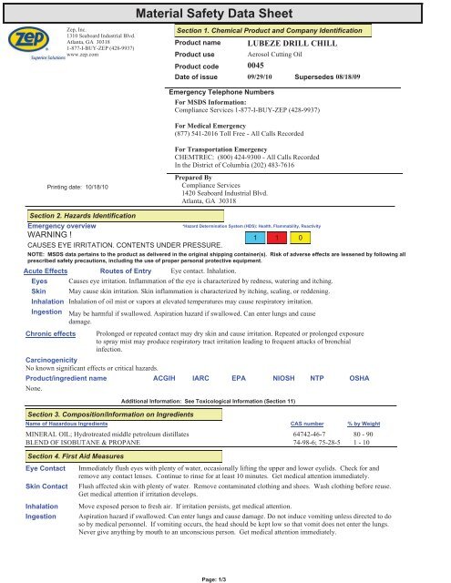 Print MSDS - Miller Electric Company Publications