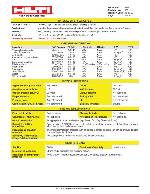 Print MSDS - Miller Electric Company Publications