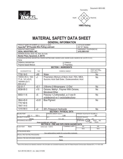 Print MSDS - Miller Electric Company Publications