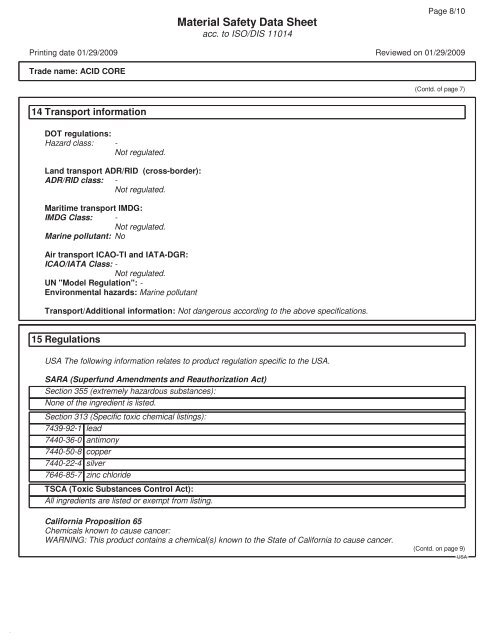 Print MSDS - Miller Electric Company Publications