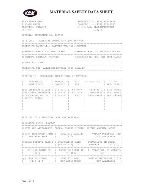 Print MSDS - Miller Electric Company Publications