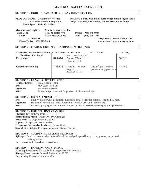 Print MSDS - Miller Electric Company Publications