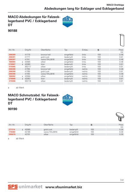 MACO Abdeckkappe für An - SFS unimarket AG