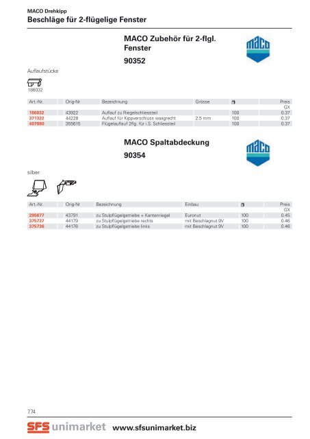 MACO Abdeckkappe für An - SFS unimarket AG