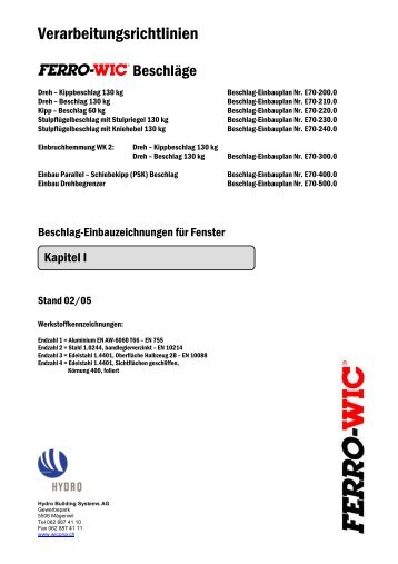 FERRO-WICLINE Kapitel I Beschläge