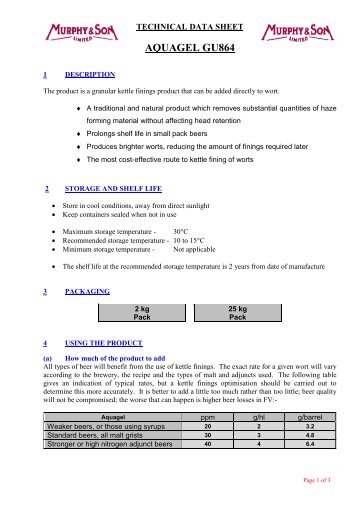 AQUAGEL GU864 - Murphy & Son Ltd.