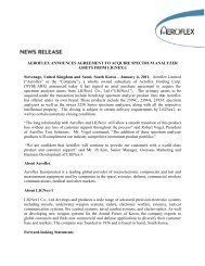 Aeroflex announces agreement to acquire spectrum analyzer assets