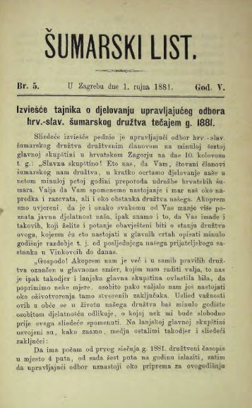 ŠUMARSKI LIST 5/1881