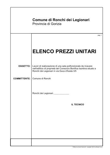 elenco prezzi unitari - Comune di Ronchi dei Legionari