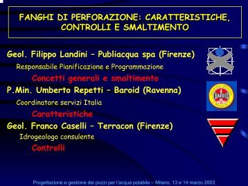 Fanghi di perforazione - Ordine dei Geologi della Toscana