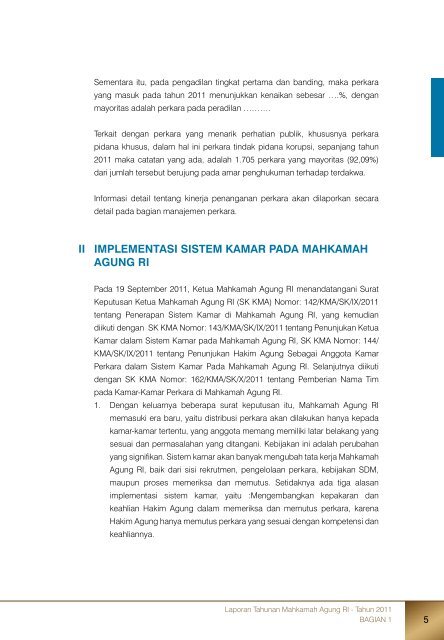 Laporan Tahunan Mahkamah Agung RI - Tahun 2011 - Pembaruan ...