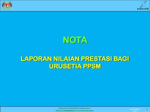 LAPORAN NILAIAN PRESTASI BAGI URUSETIA PPSM - Hrmis