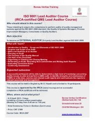 Flyer IRCA QMS Auditor ISO 9001 - Bureau Veritas