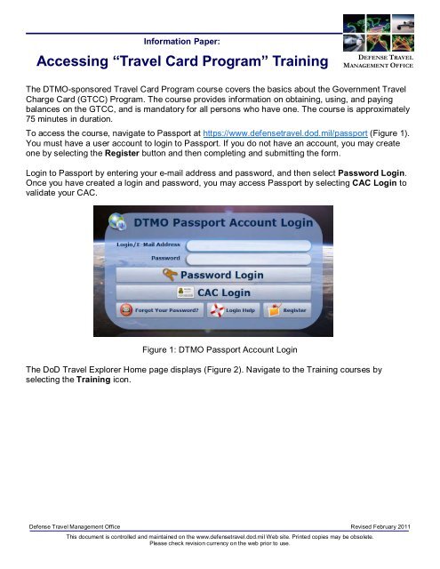 Accessing Travel Card Program Training (PDF) - DTMO