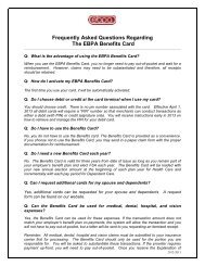 Frequently Asked Questions Regarding The EBPA Benefits Card