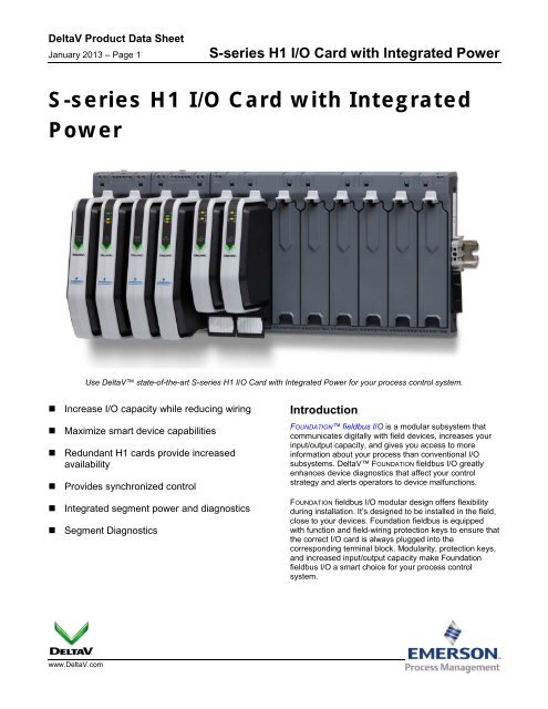 S-series H1 I/O Card with Integrated Power - Emerson Process ...