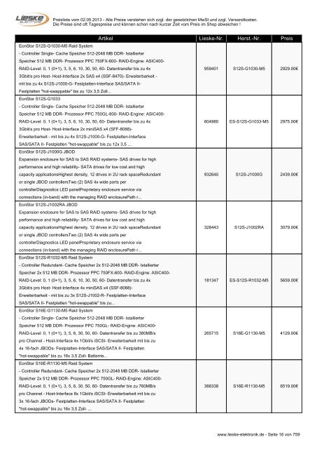 Lieske Elektronik Preisliste - Lieske-Elektronik e.K.