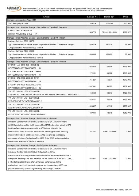 Lieske Elektronik Preisliste - Lieske-Elektronik e.K.